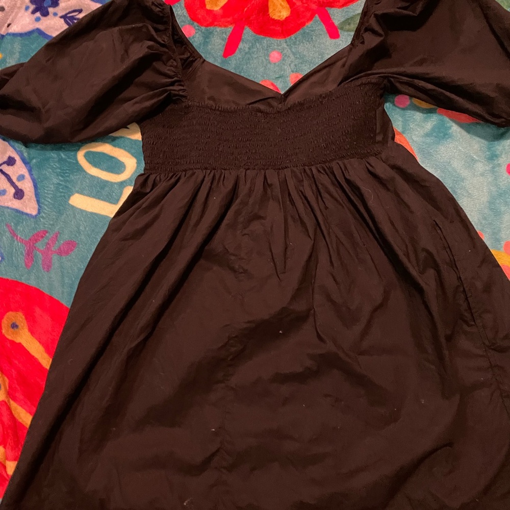 American Eagle Outfitters Brown Puff Sleeve Mini Sundress